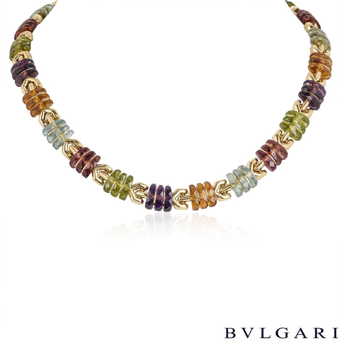 Bvlgari Yellow Gold Multi Gem Collar Necklace